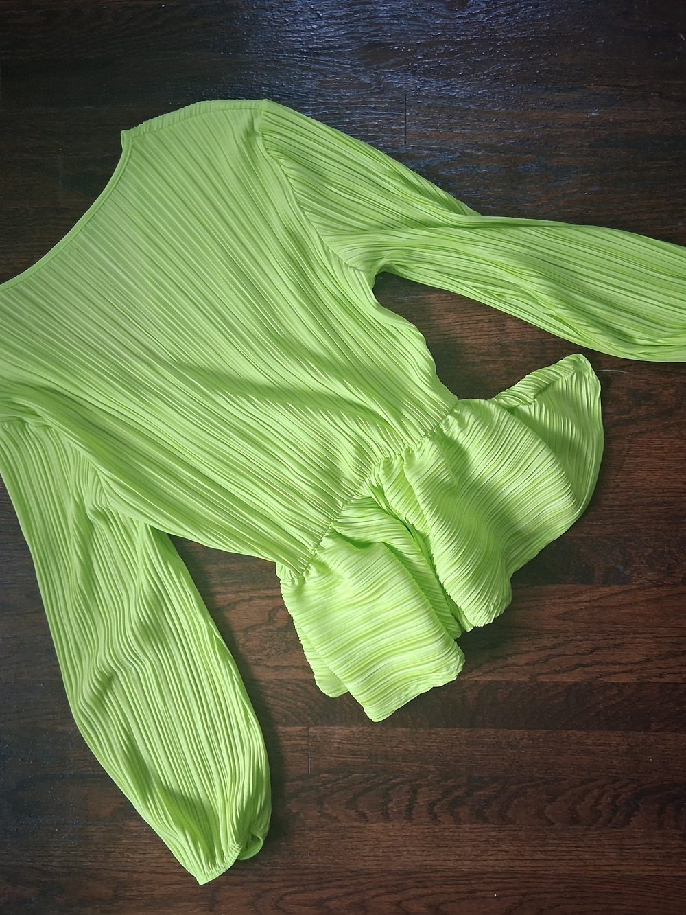 Boohoo Neon Lime Pleated Wrap Blouse W18 - Picture 4 of 4